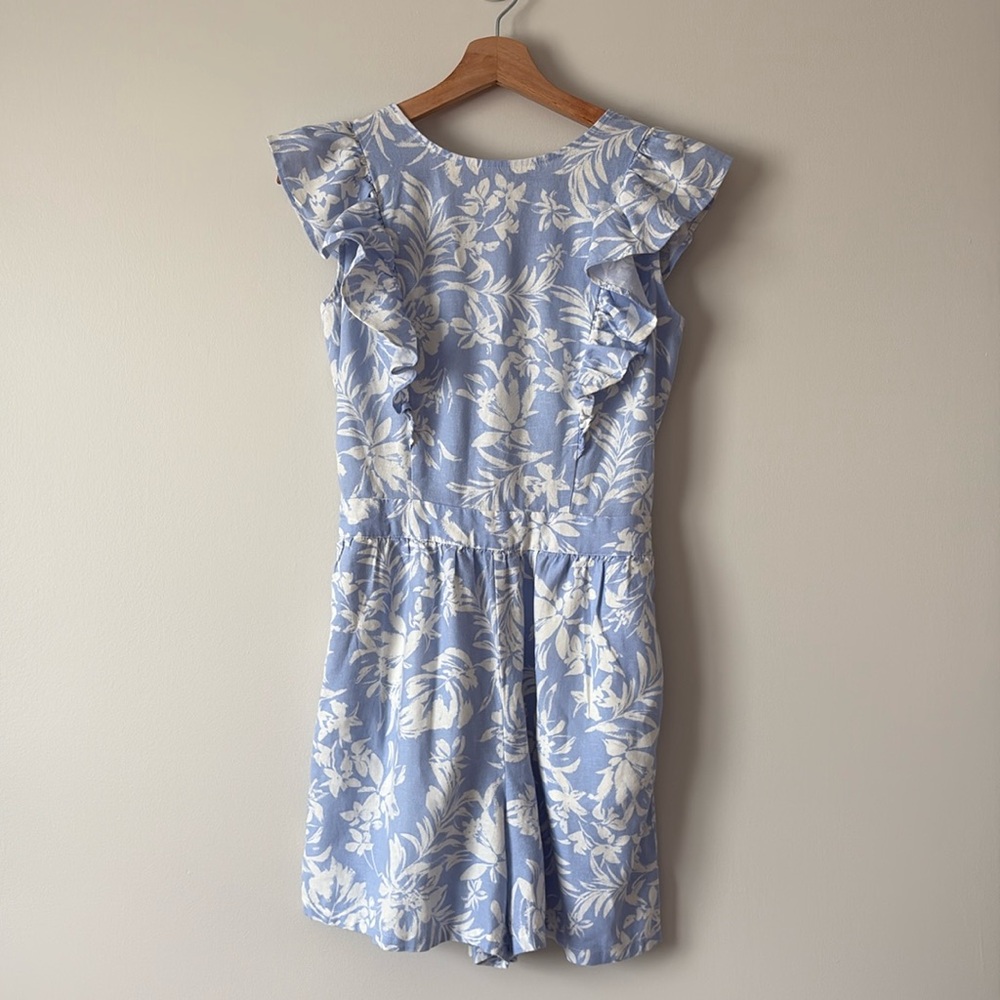 Nordstrom Blue & White Floral Romper XS